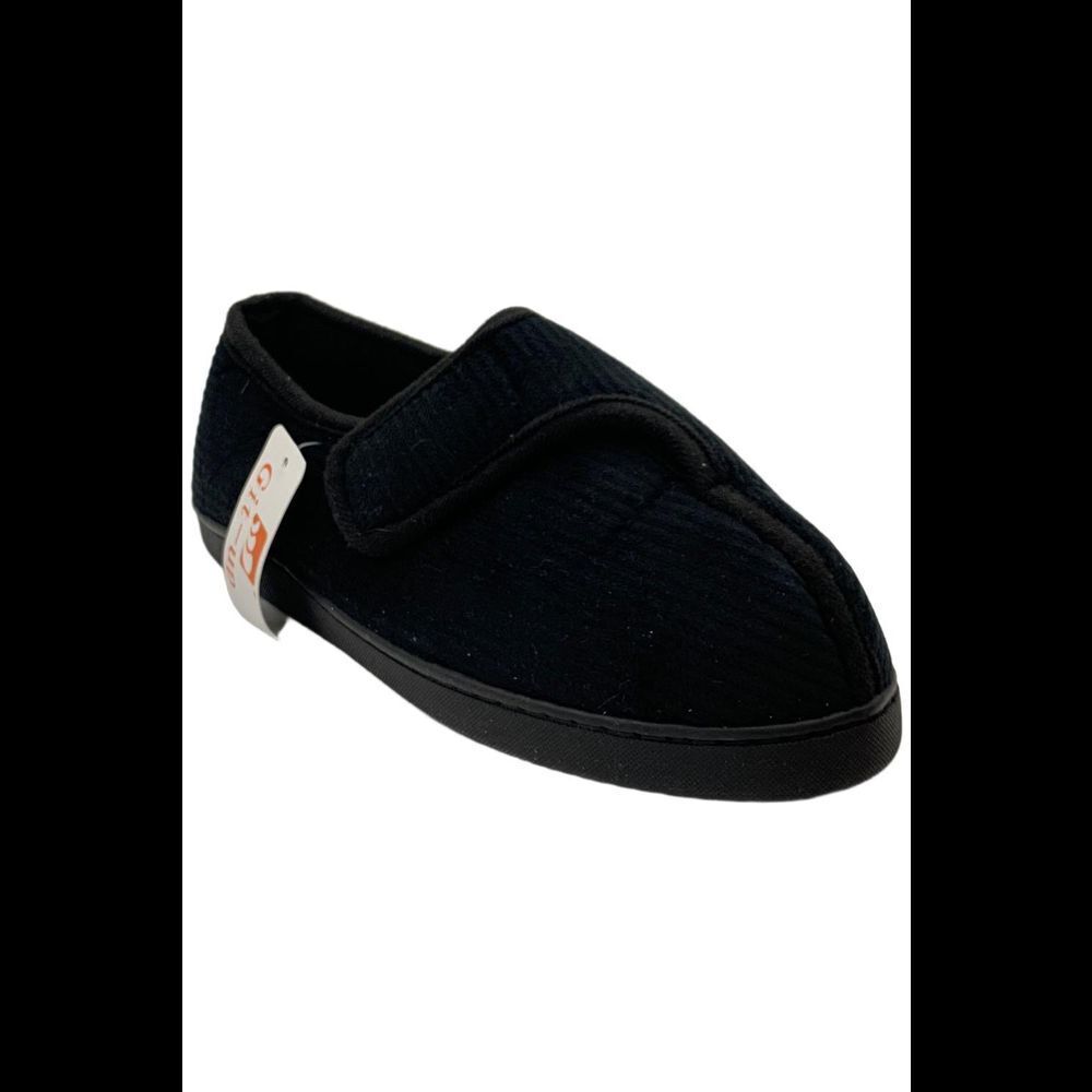 Git-Up Men's Diabetic Slipper Shoes Black - Medium